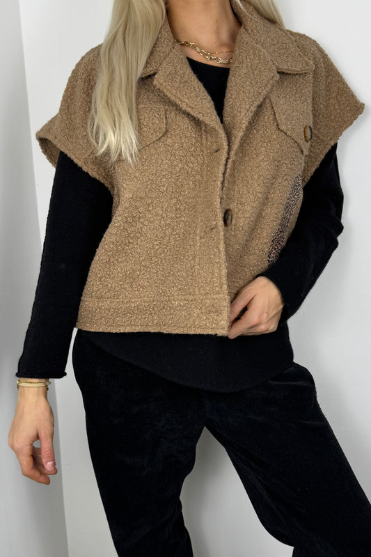 Stylische Weste mit Leoparden-Print-Cammel