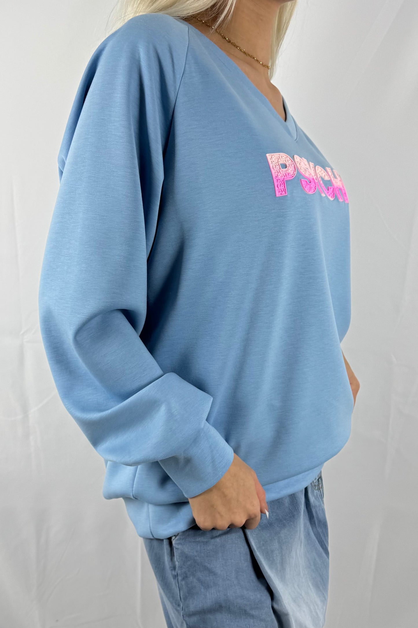 Oversize Sweatshirt mit Statement-Print –Hell Blau