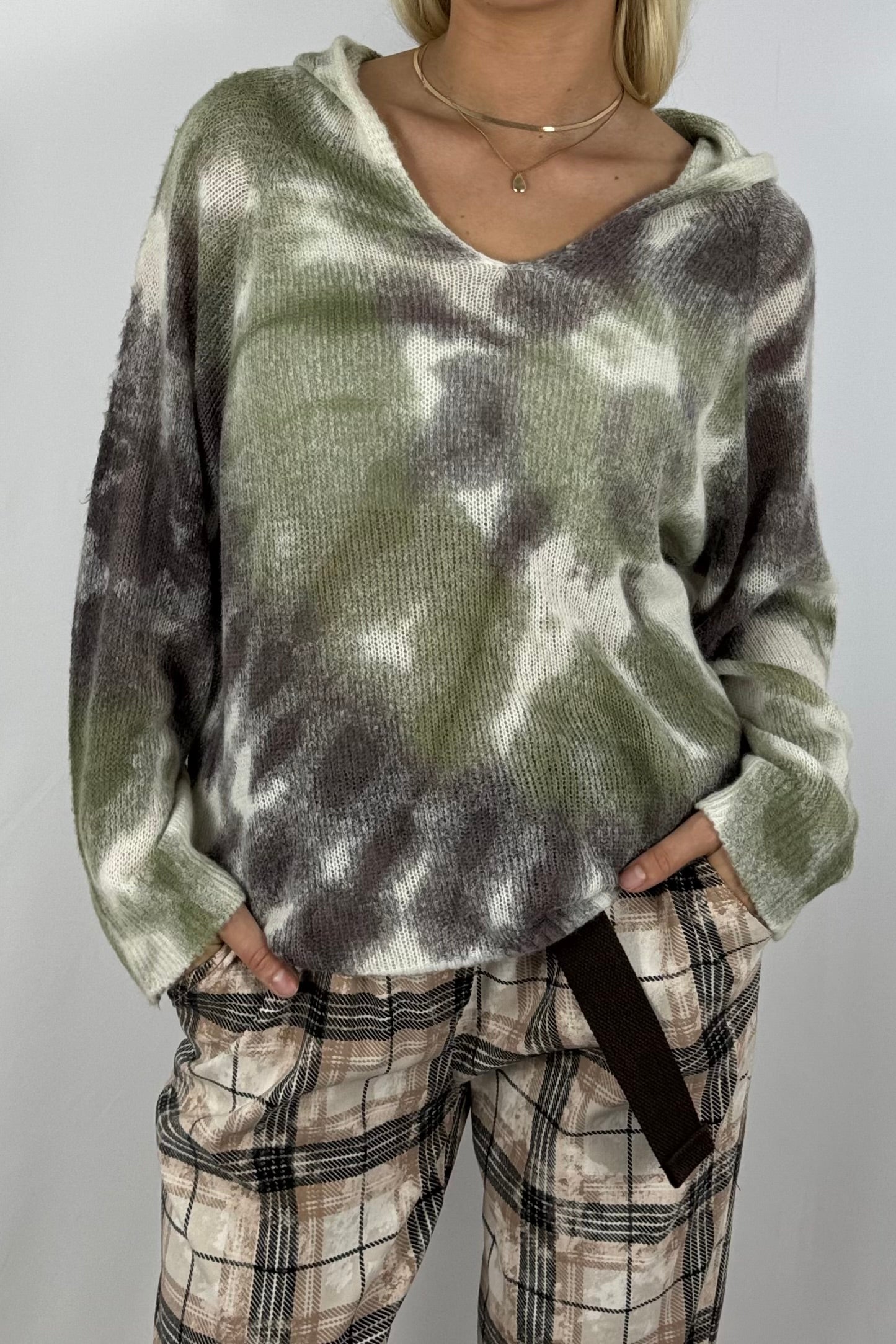 Damen Strickpullover – Weicher Farbverlauf-Khaki