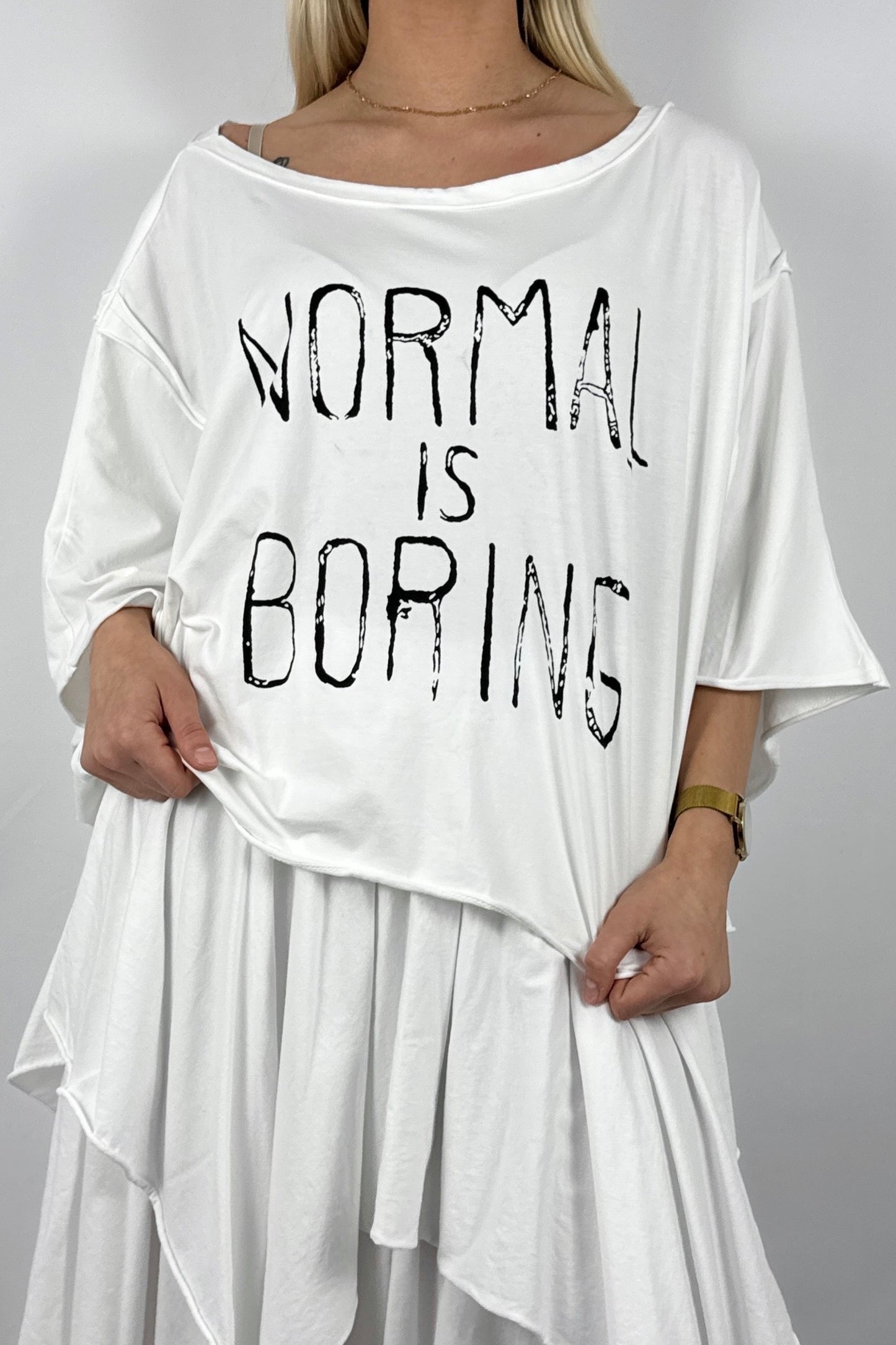 Oversize Shirt mit Statement Print-Weiß
