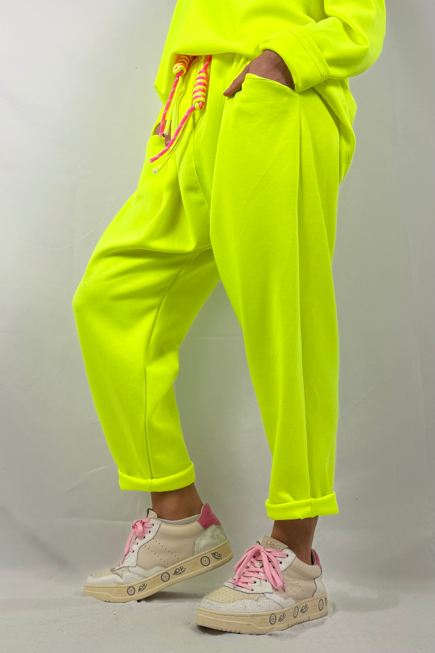 Lässige Jogpants mit Kordel-Detail –Neon Gelb