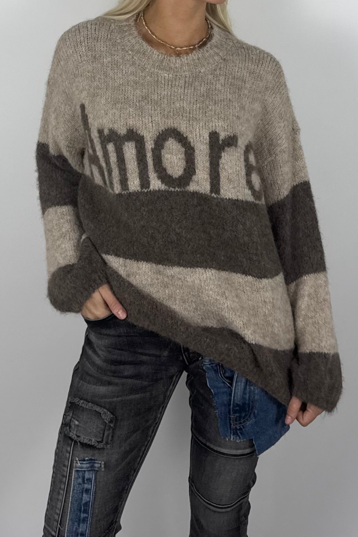 Damen Strickpullover „Amore“ – Mud