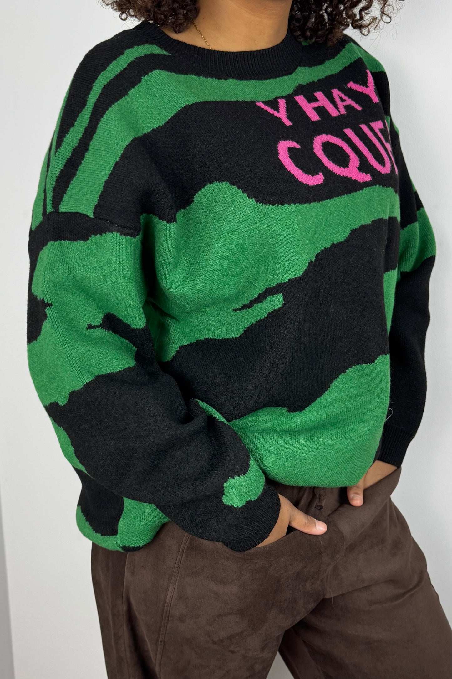 Strickpullover „Y Hay Queen“ – grün
