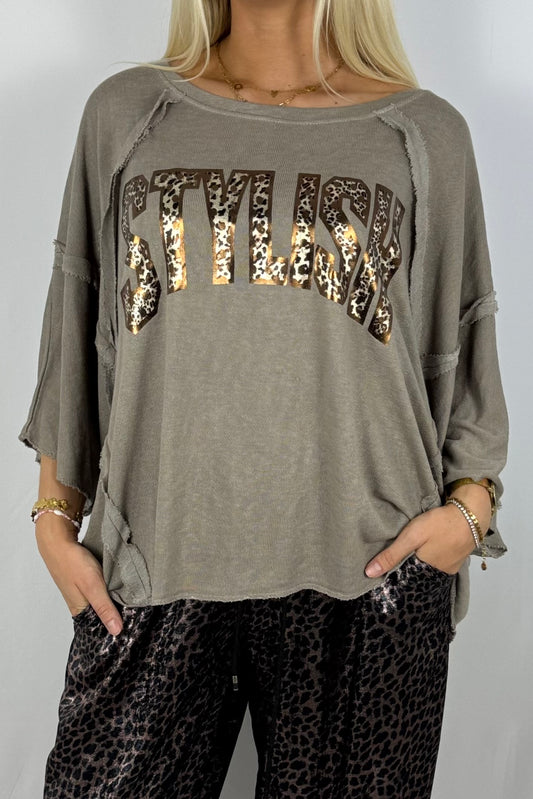 Oversize Shirt „STYLISH“ – Mud