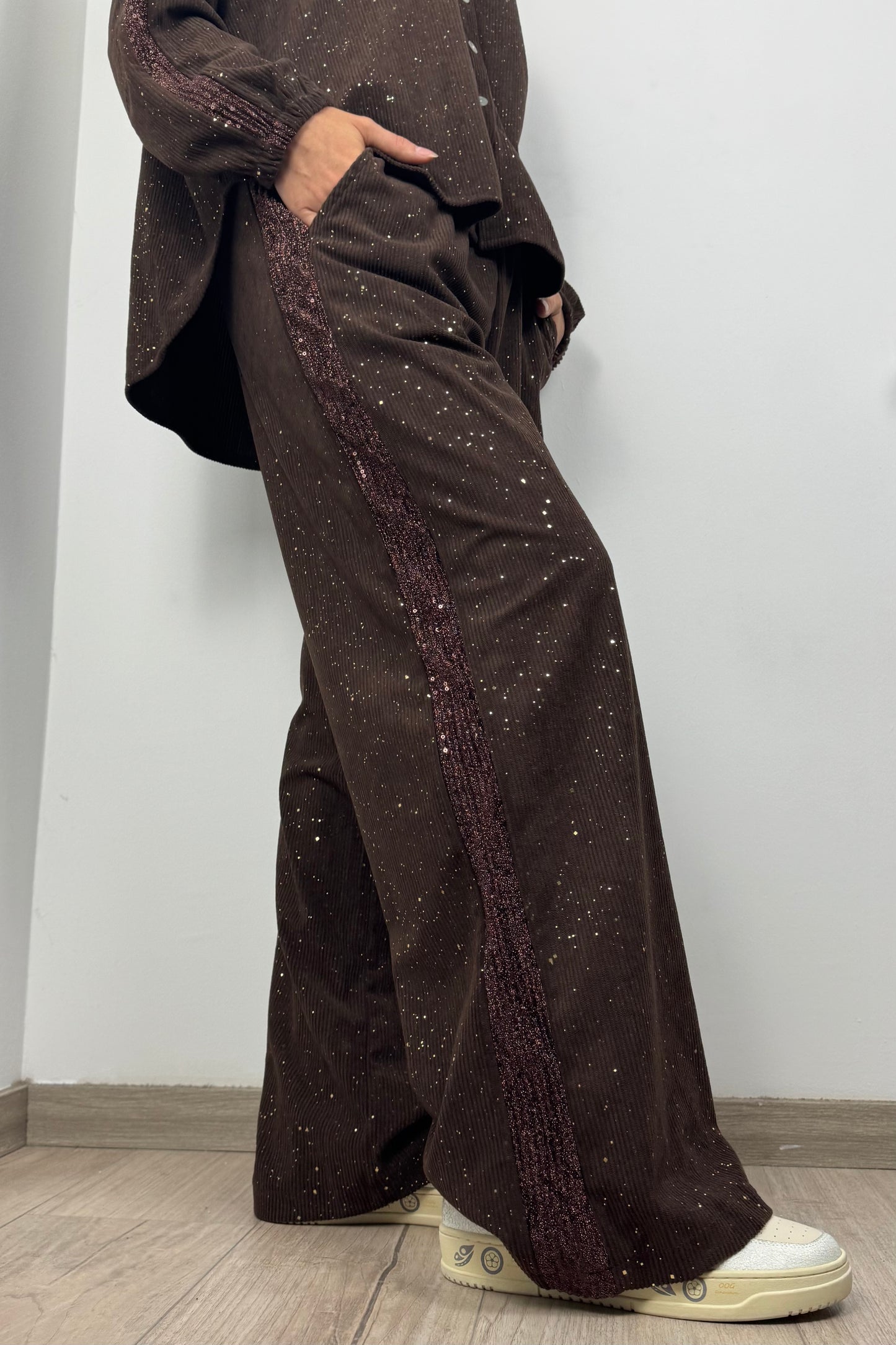 Cordhose mit Glitzerdetails –Choco
