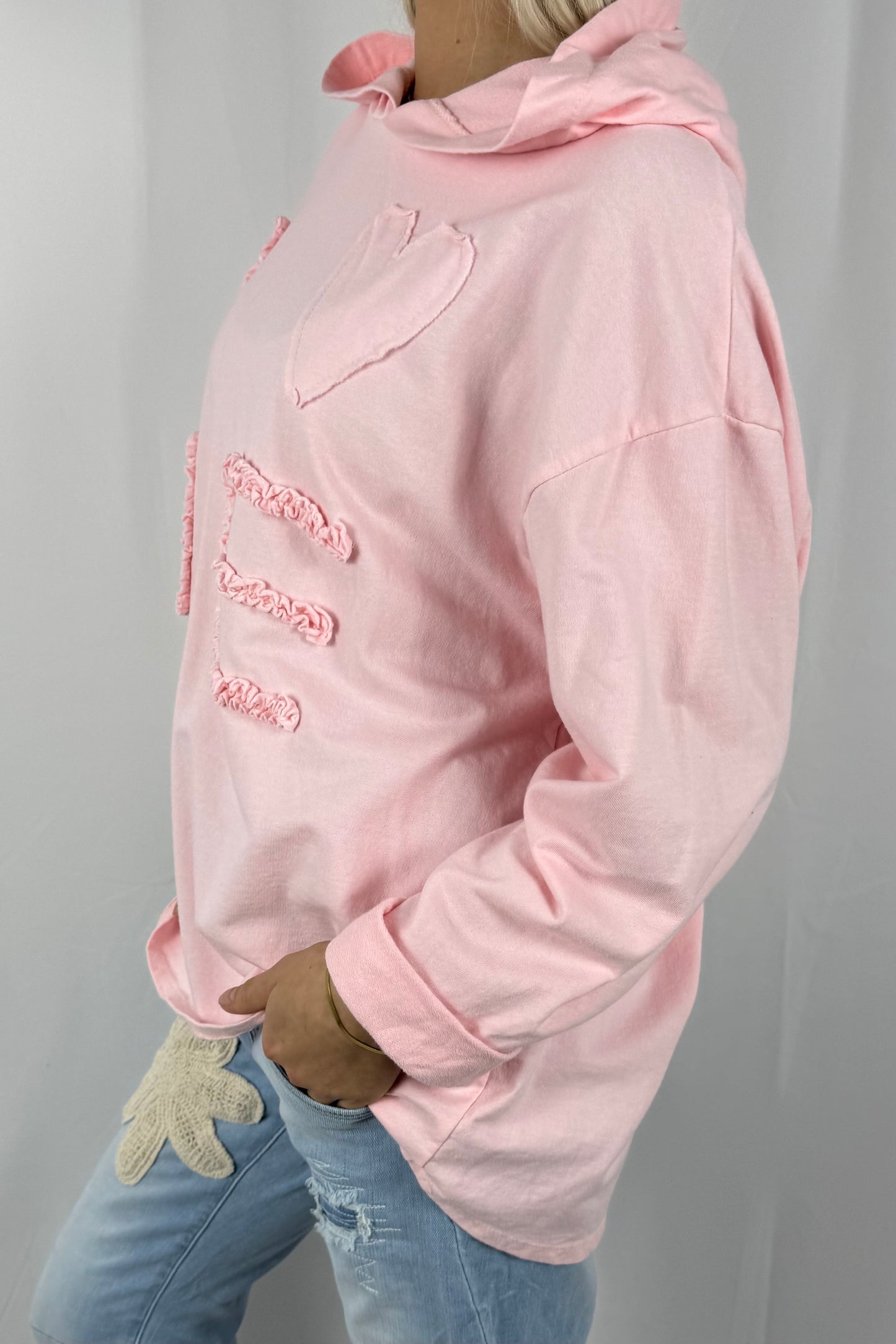 Damen Hoodie „I Love Me“ mit Schriftzug-Rosa