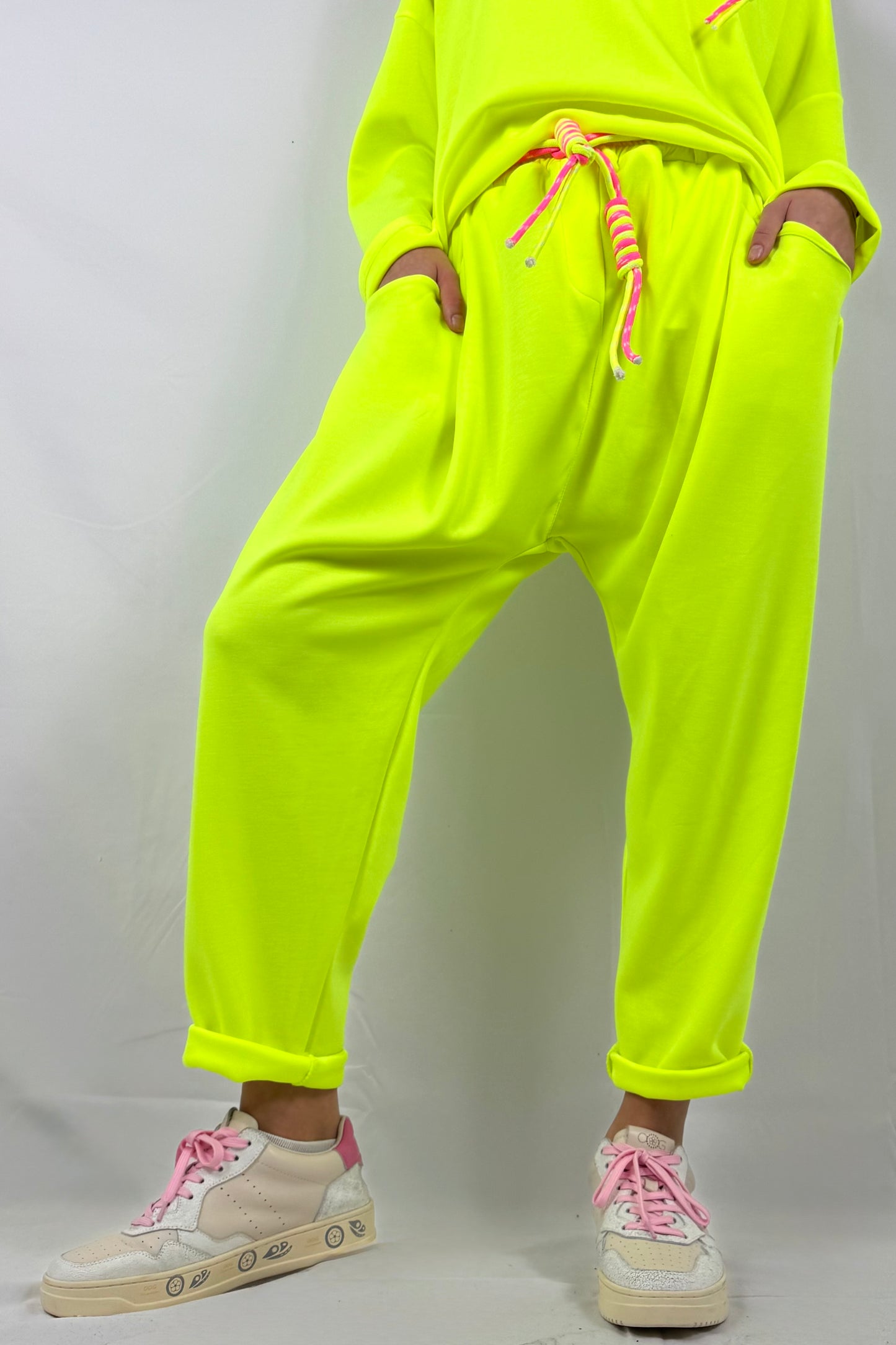 Lässige Jogpants mit Kordel-Detail –Neon Gelb