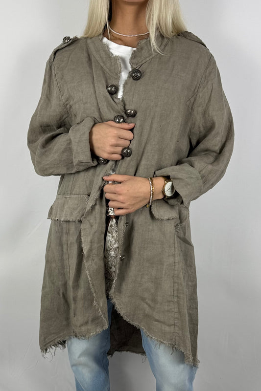 Leinenmantel „Casual Chic“ – leicht & stylisch-Mud