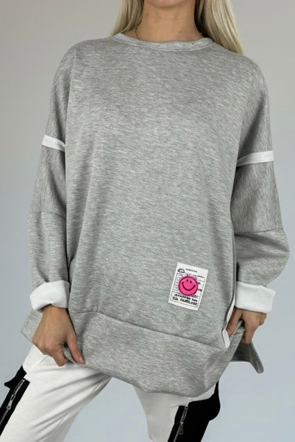 Oversize Sweatshirt mit Patch-Detail-Grau