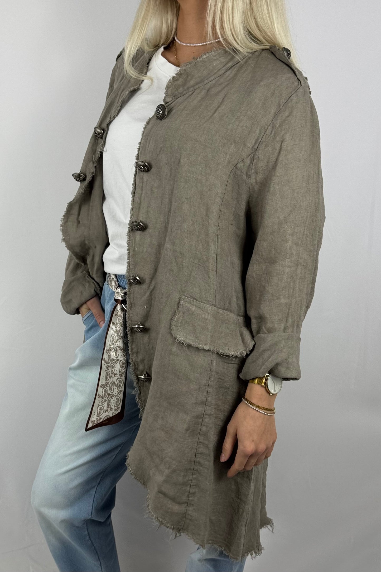 Leinenmantel „Casual Chic“ – leicht & stylisch-Mud
