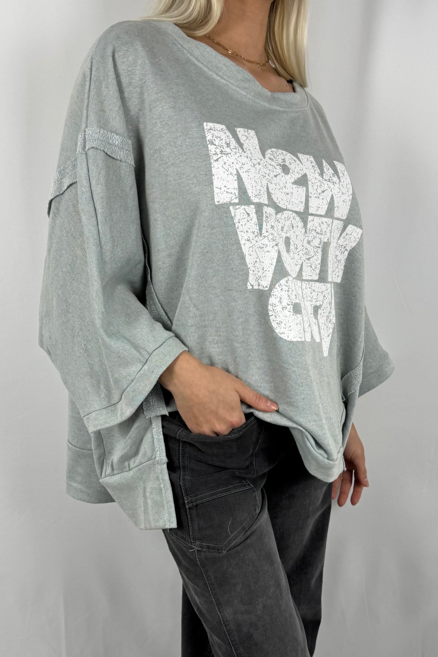 Damen Oversize Shirt „New York City“-Hellblau
