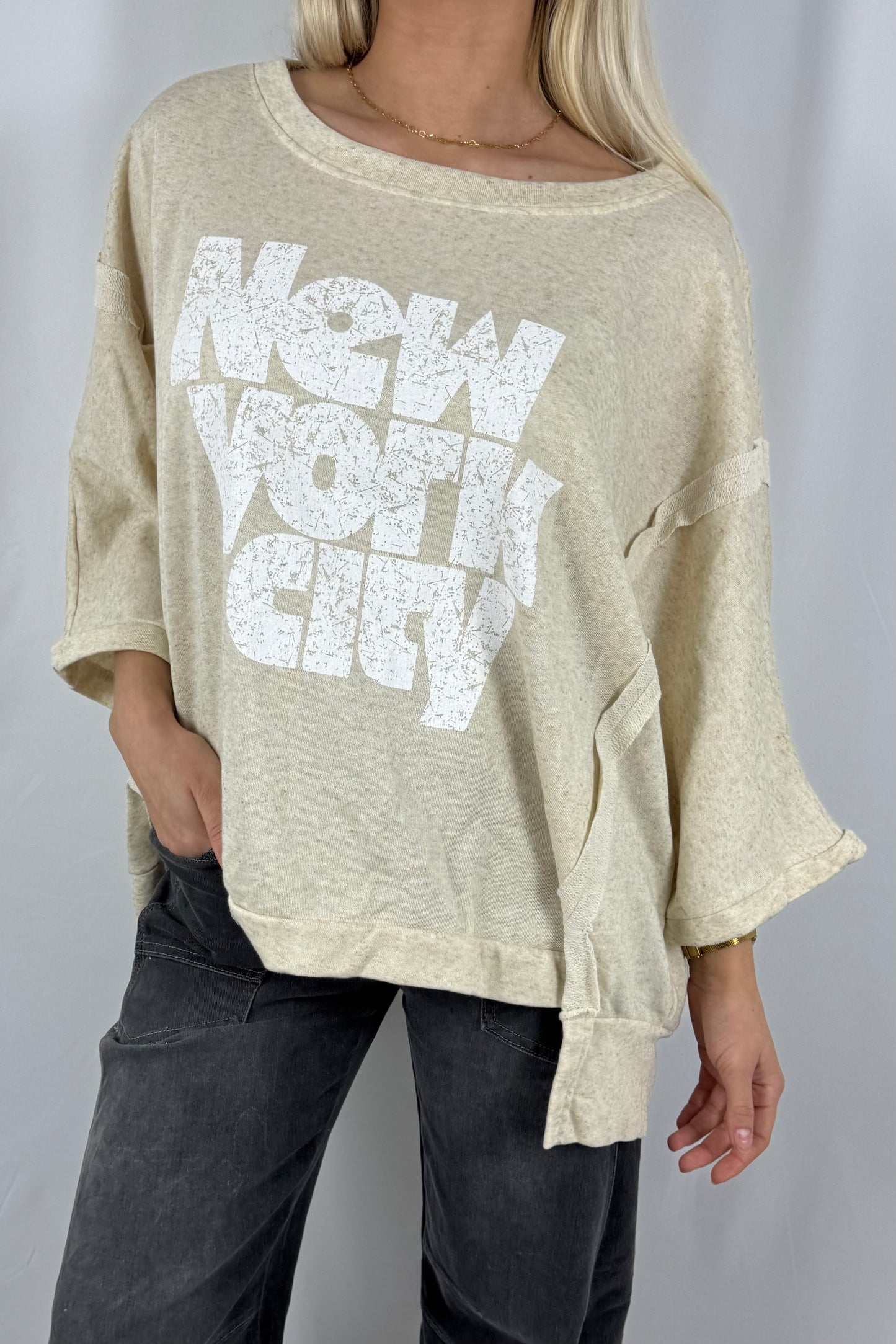 Damen Oversize Shirt „New York City“-Butter