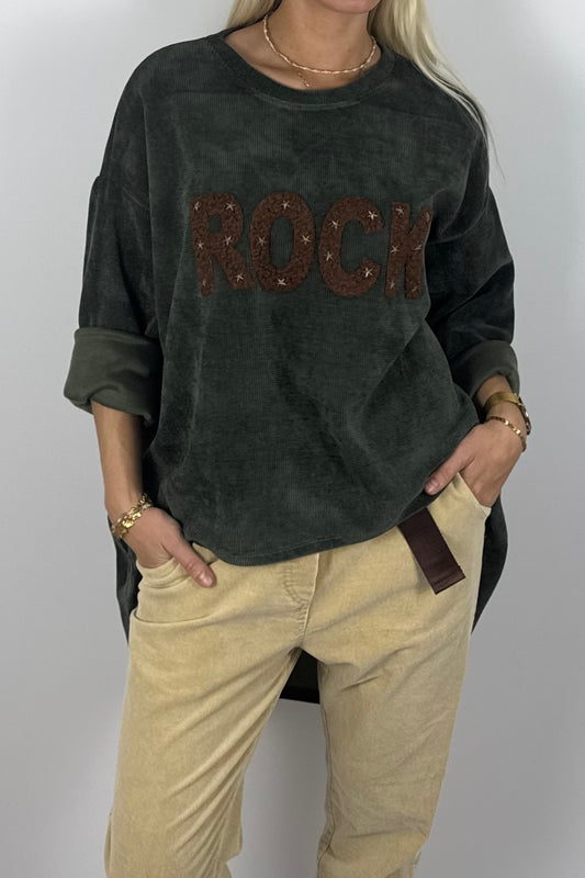Damen Oversize Sweatshirt „ROCK“ –Khaki