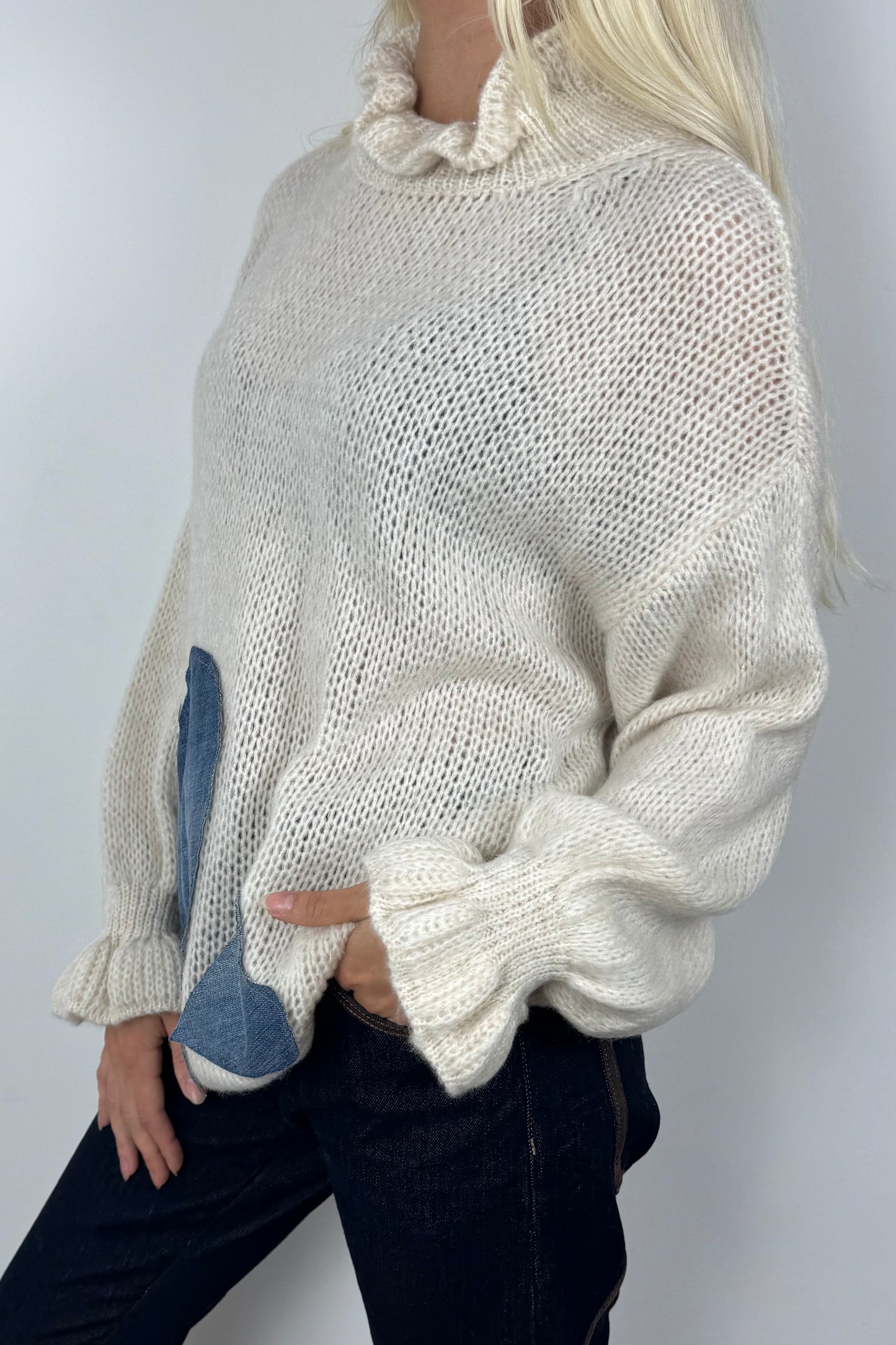 Strickpullover mit Herzmotiv –Beige