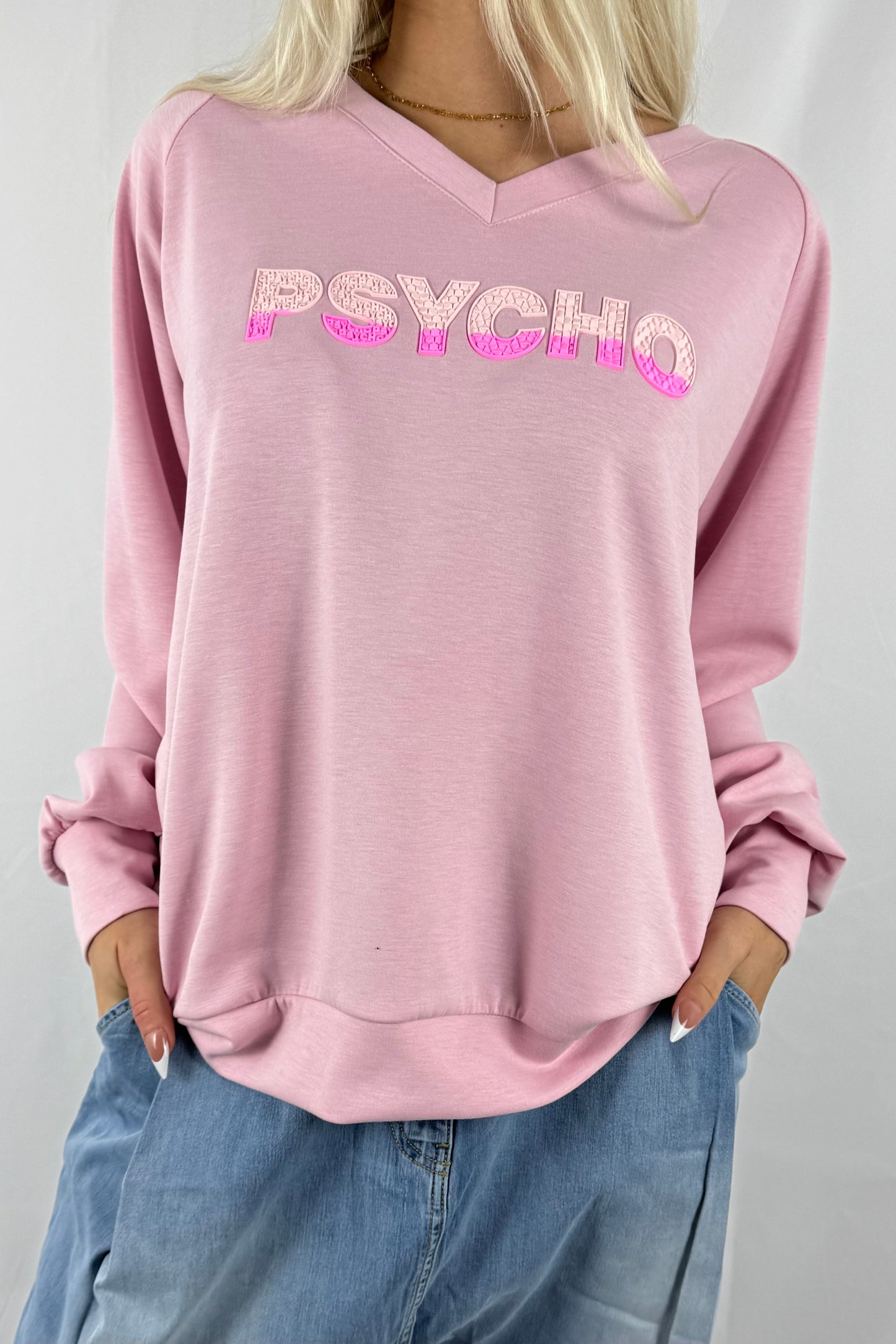 Oversize Sweatshirt mit Statement-Print –Rosa