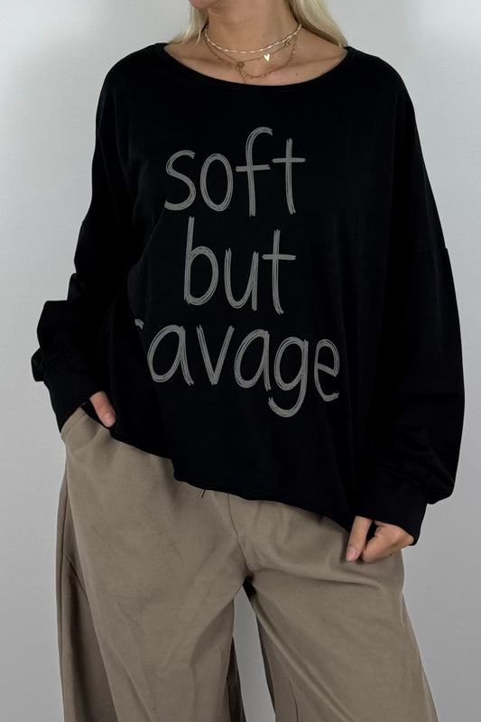 Oversize Shirt „Soft but Savage“ –Schwarz