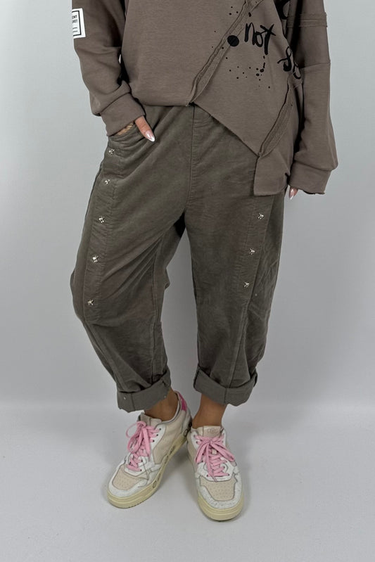 Damen Hose mit Schmuckdetails – Mud