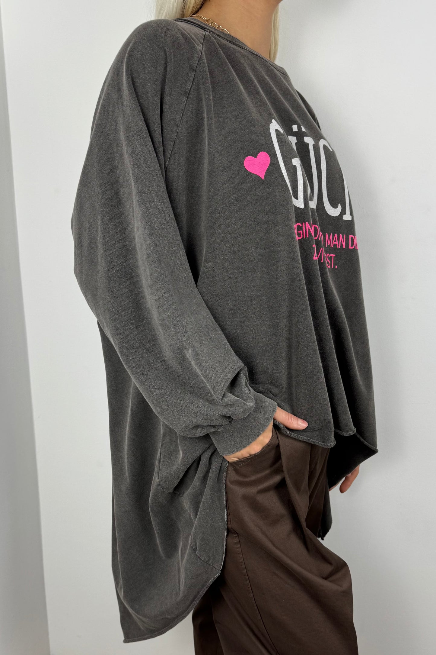 Oversize Shirt „Glück“ –Schwarz