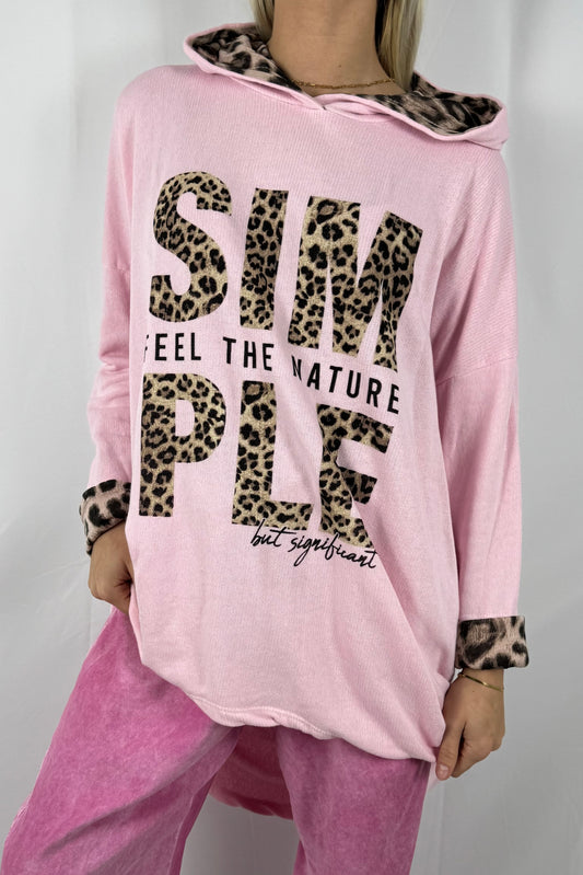 Oversize Hoodie mit Print-Rosa