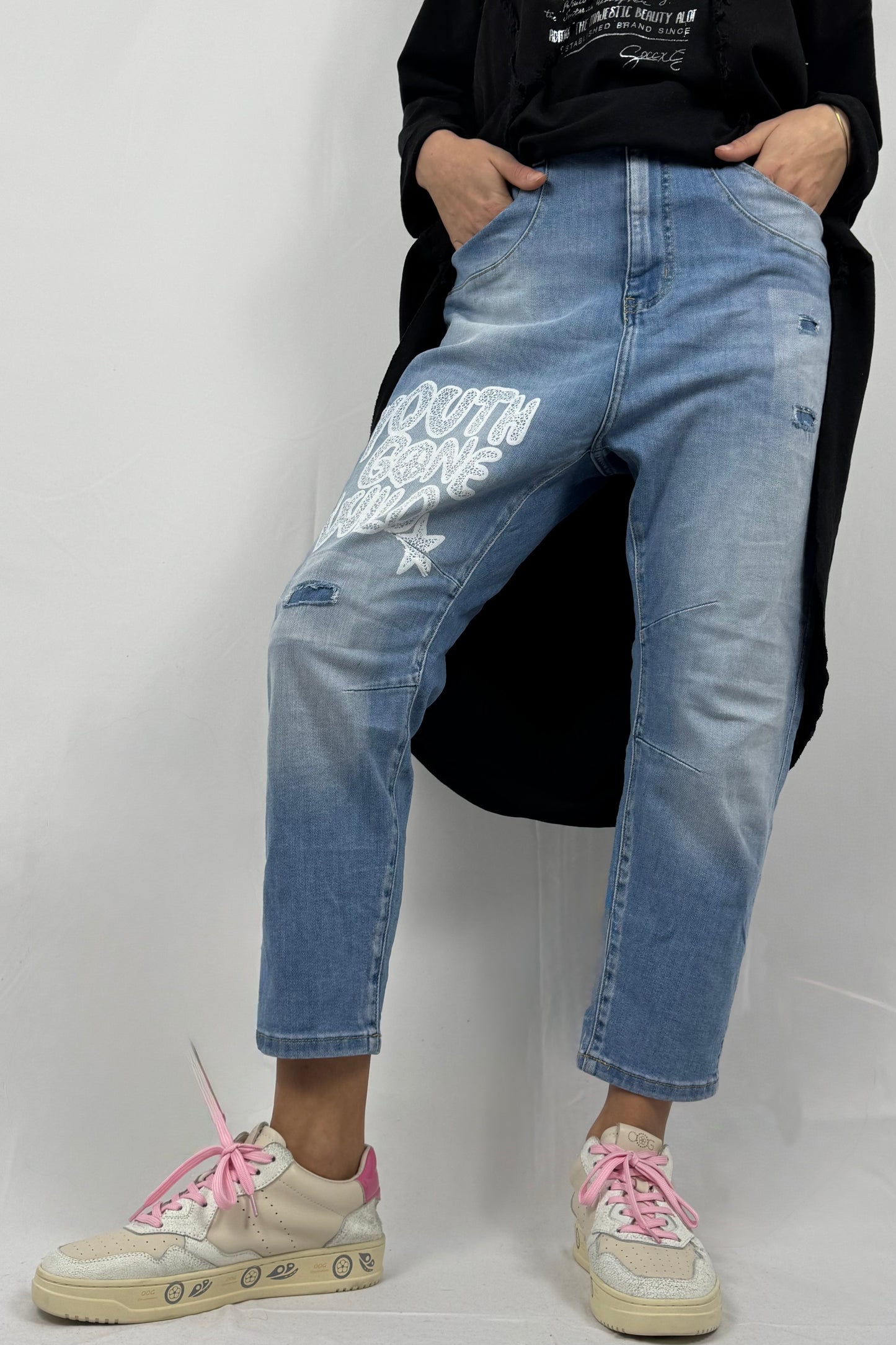 Damen Jeans mit Youth Gone Wild Print