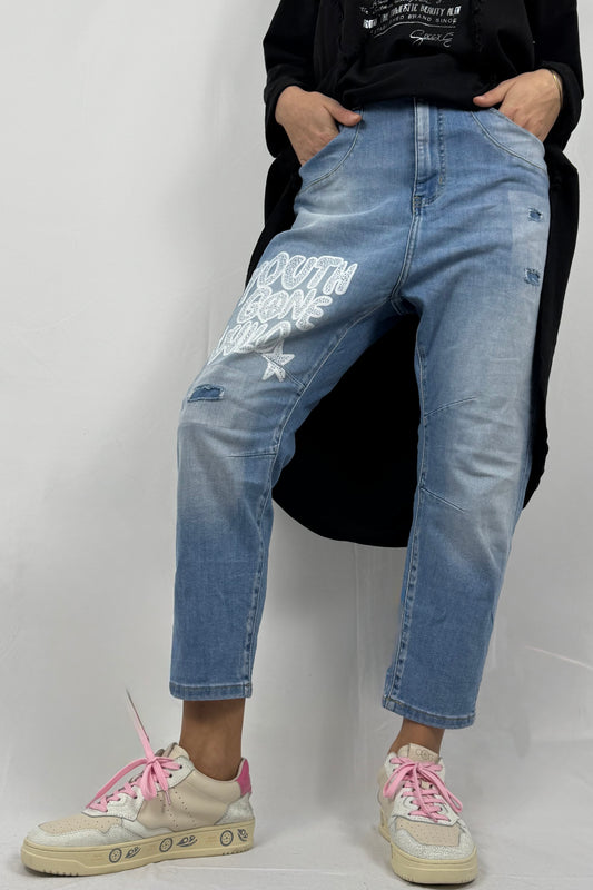 Damen Jeans mit Youth Gone Wild Print