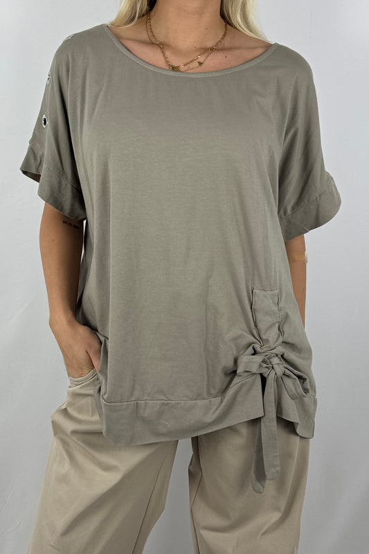 Shirt mit Raffdetail & Zierschnürung – lässig und modern-Mud