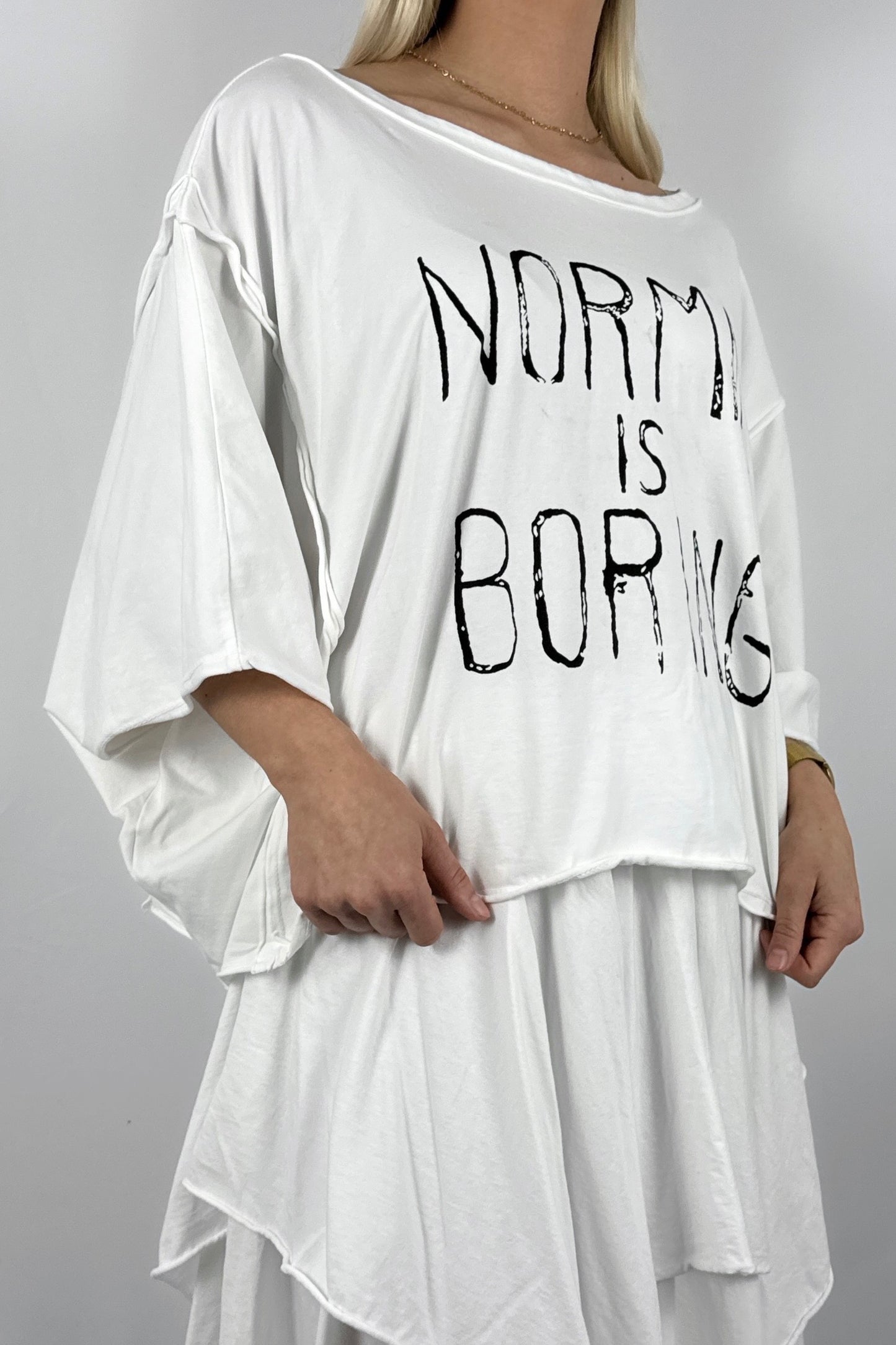 Oversize Shirt mit Statement Print-Weiß