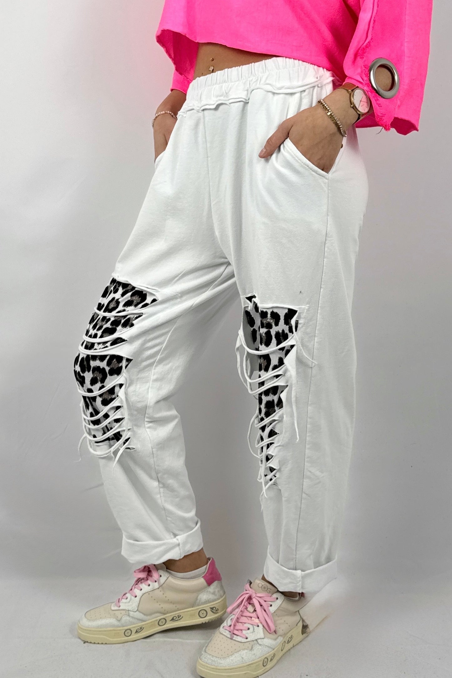 Lässige Hose mit Cut-Out Design – Moderner Streetstyle-Weiß