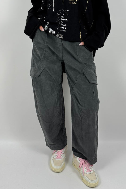 Lässige Baggy-Hose mit Cargo-Taschen-Grau