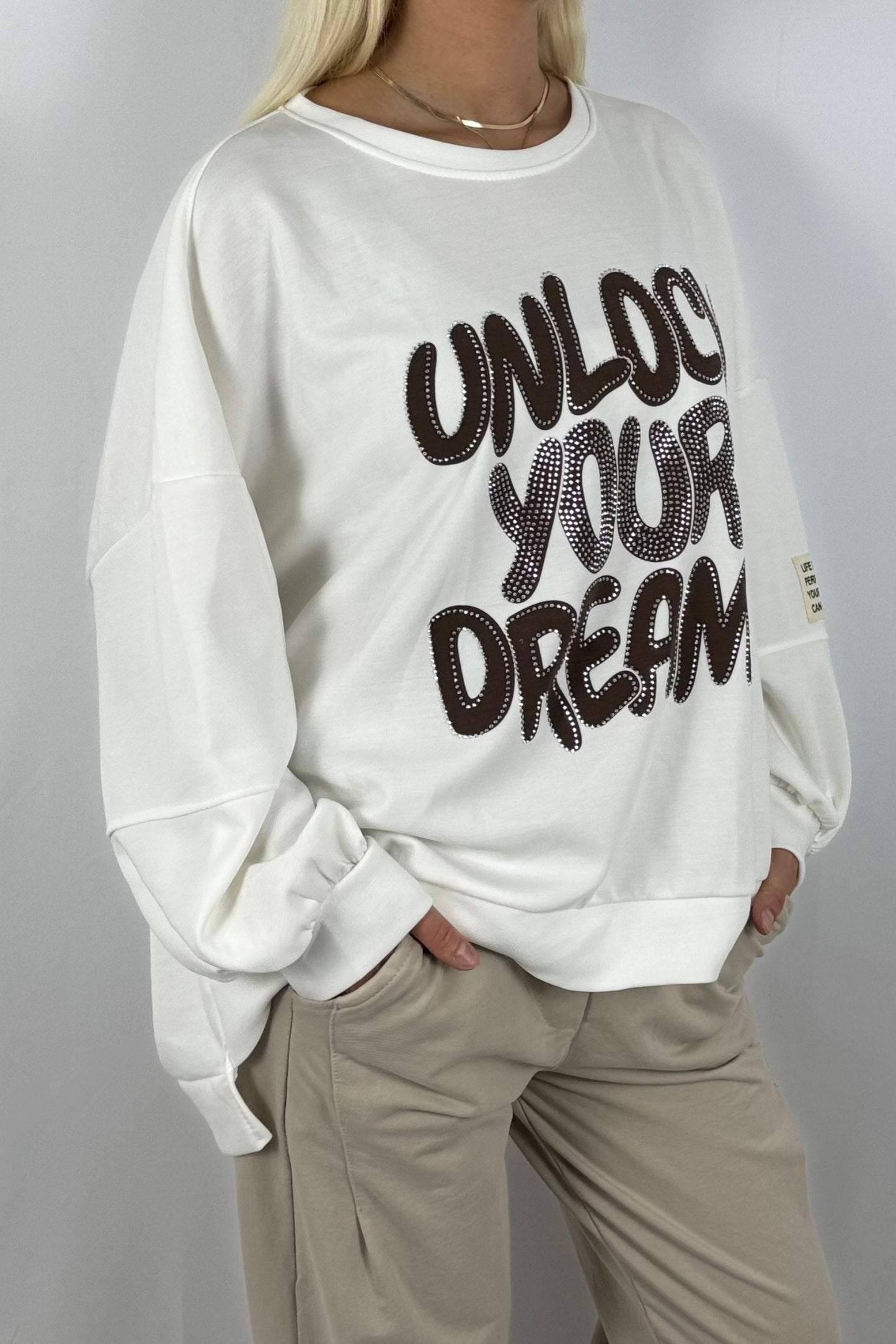 Damen Oversize Sweatshirt – Unlock Your Dreams-Weiß