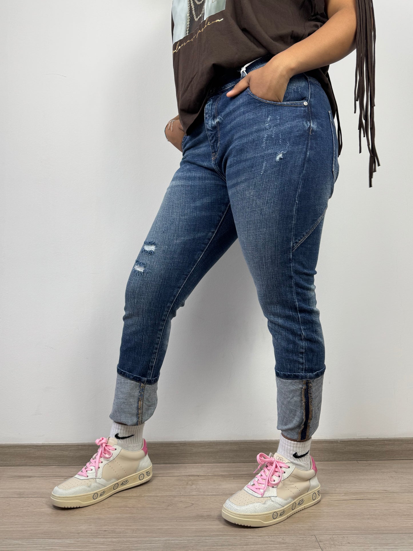Vintage Blue Jeans mit Used-Waschung & Baggy Fit