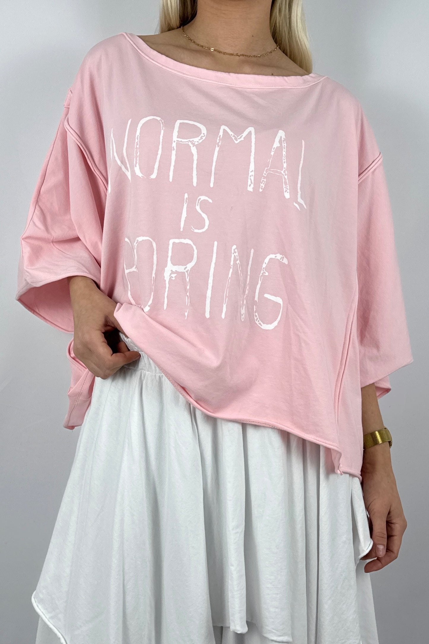 Oversize Shirt mit Statement Print-Rosa