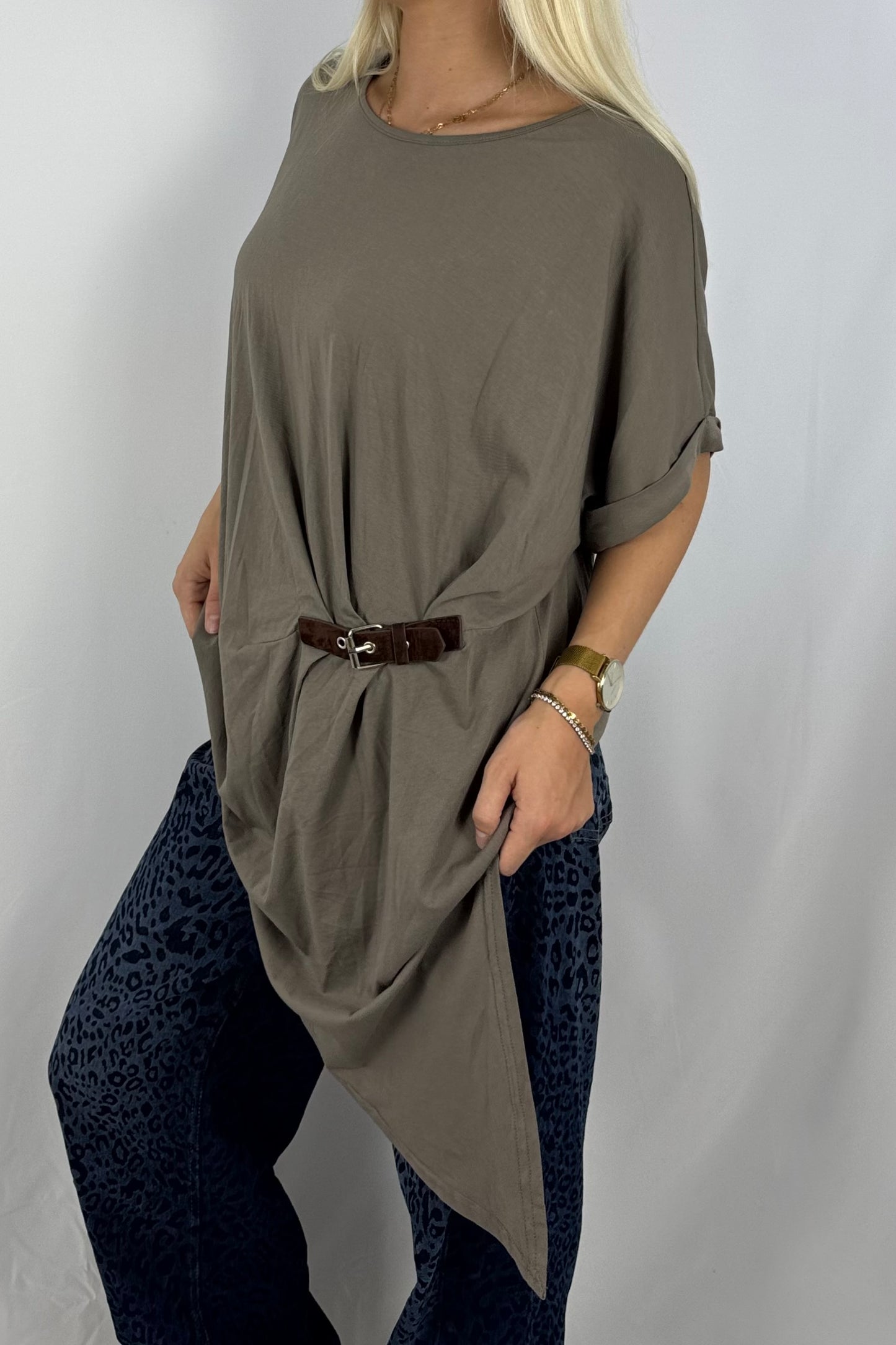 Damen Longshirt mit Schnalle – Oversize-Mud