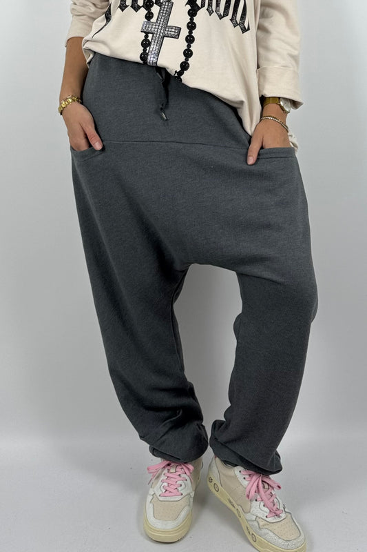 Lässige Baggy-Hose mit Taschen – grau