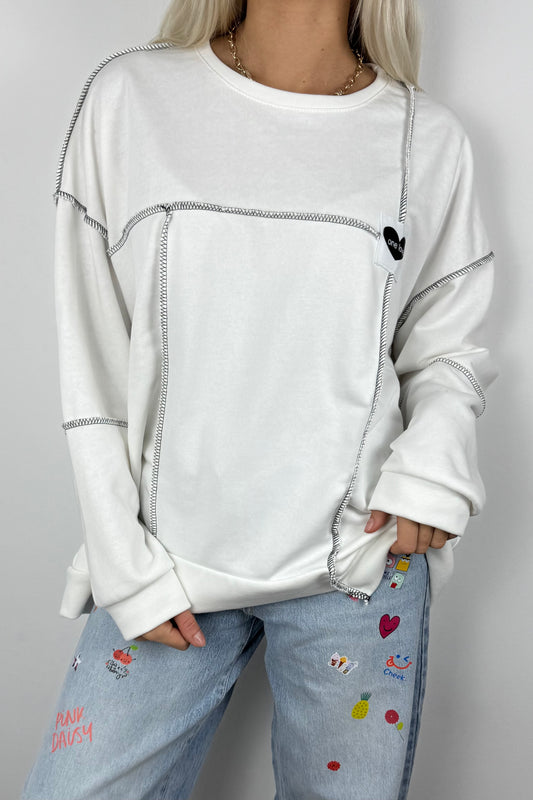 Oversize Sweatshirt „One Love“ – Weiß