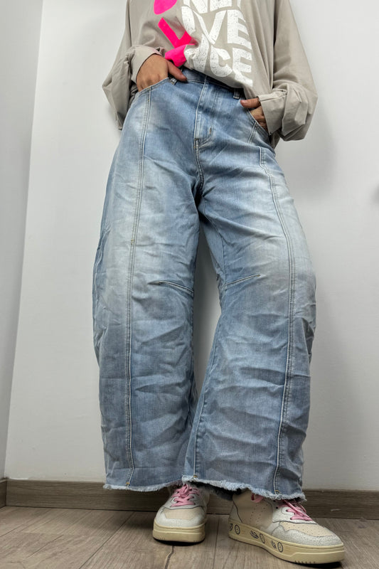 Weit geschnittene Denim Jeans – ausgewaschtes Design