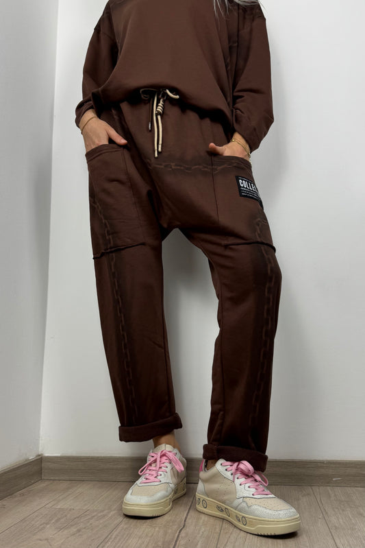 Hose mit Ketten-Print und Taschen –Choco