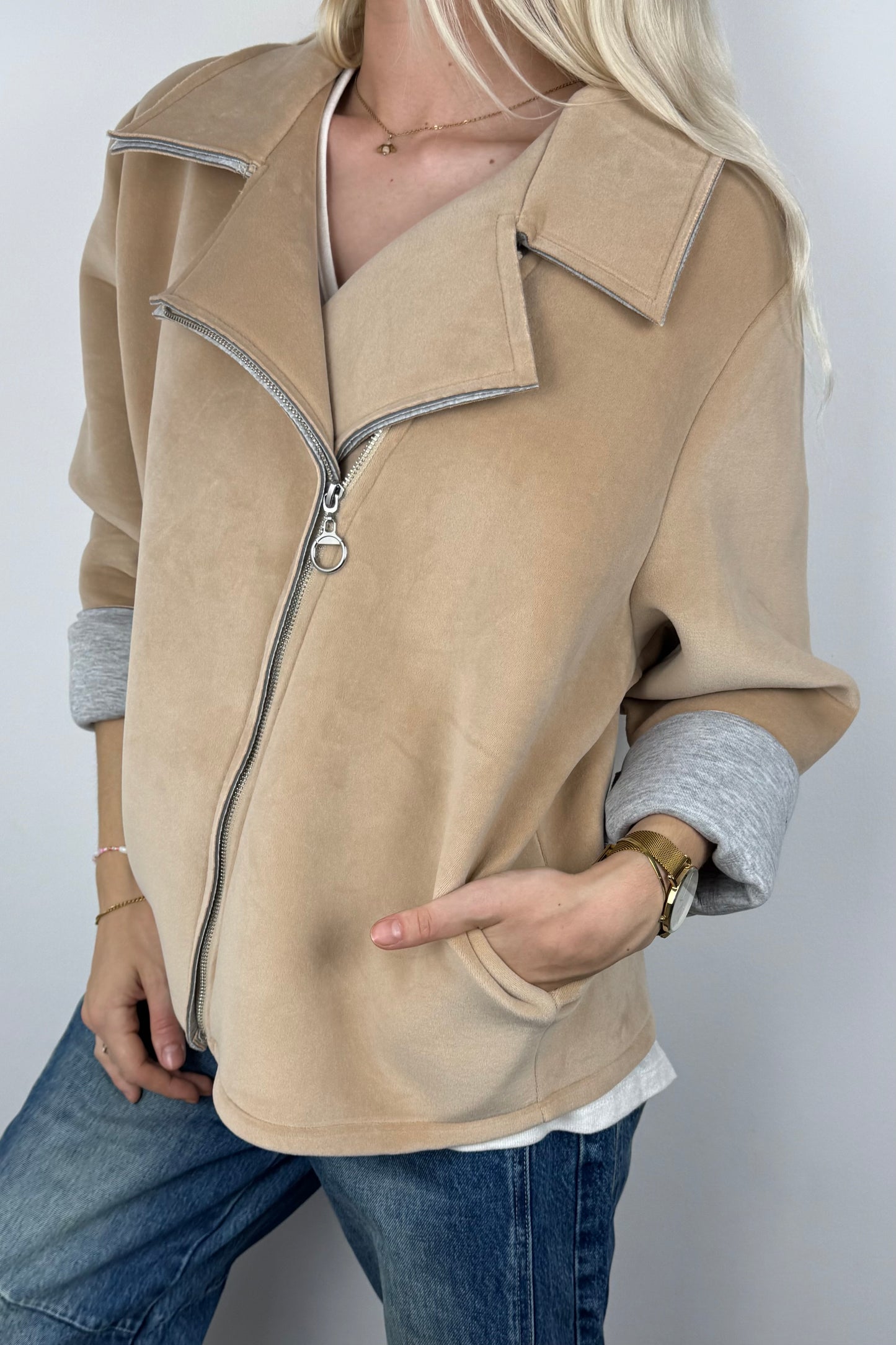 Jacke mit Reißverschluss und Rock & Roll Print-Cammel