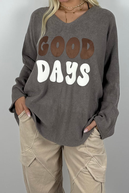 GOOD DAYS Shirt / Feinstrick-Pullover-Mud