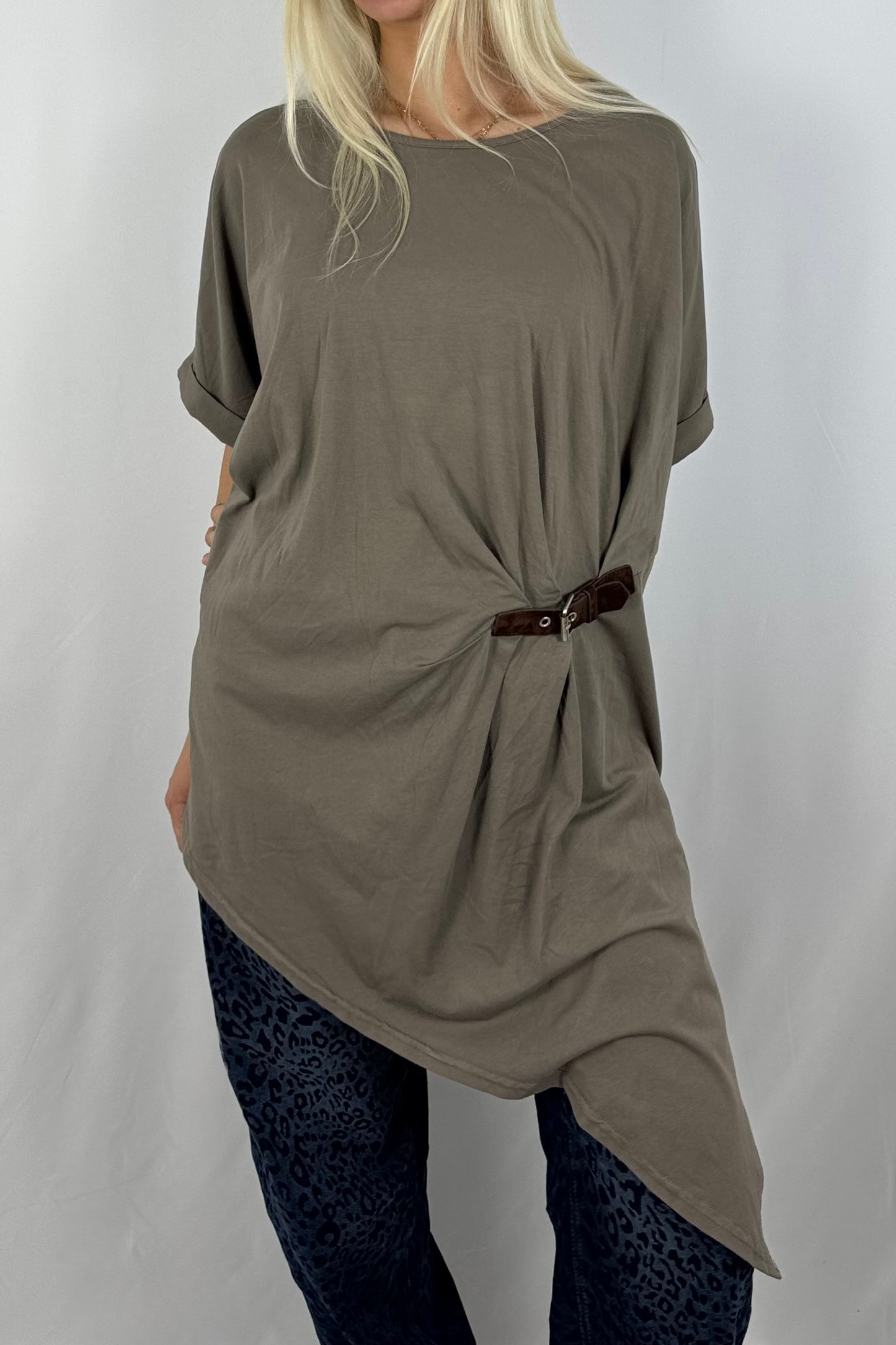 Damen Longshirt mit Schnalle – Oversize-Mud