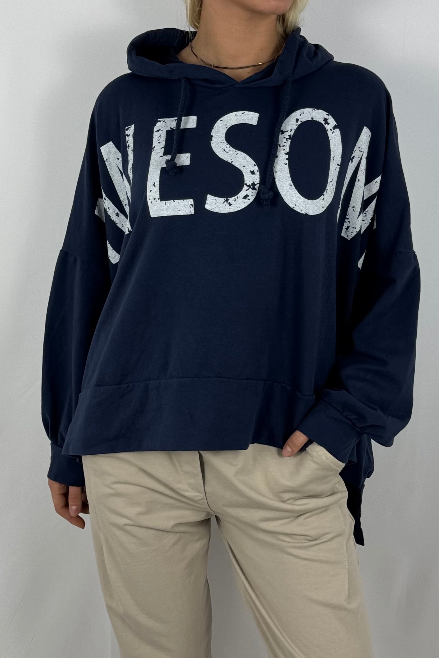 Damen Oversize Hoodie – Awesome Print-Dunkel Blau