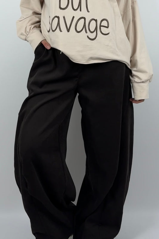 Lässige Baggy-Hose mit Leo-Bindeband – Schoko