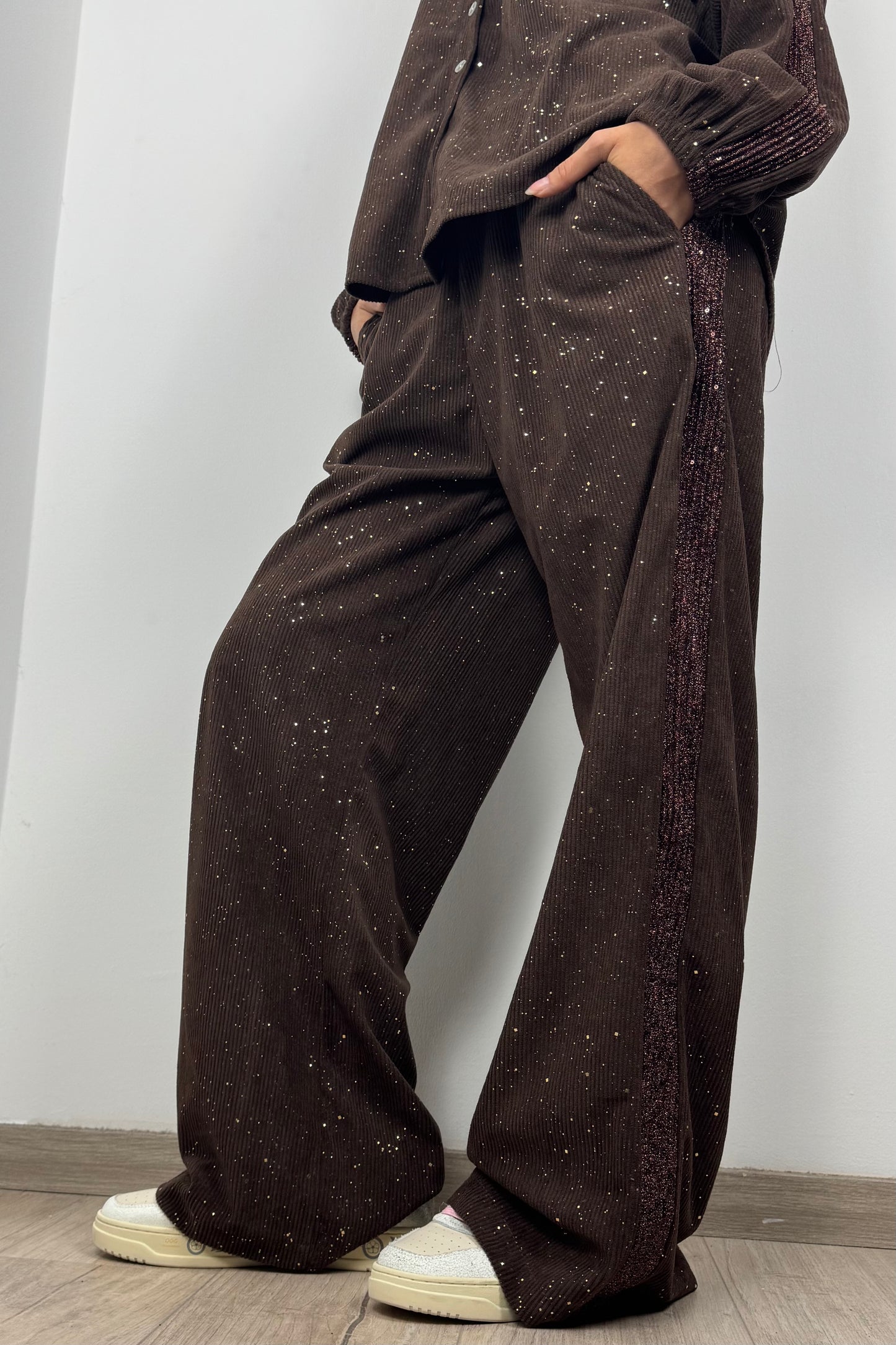 Cordhose mit Glitzerdetails –Choco