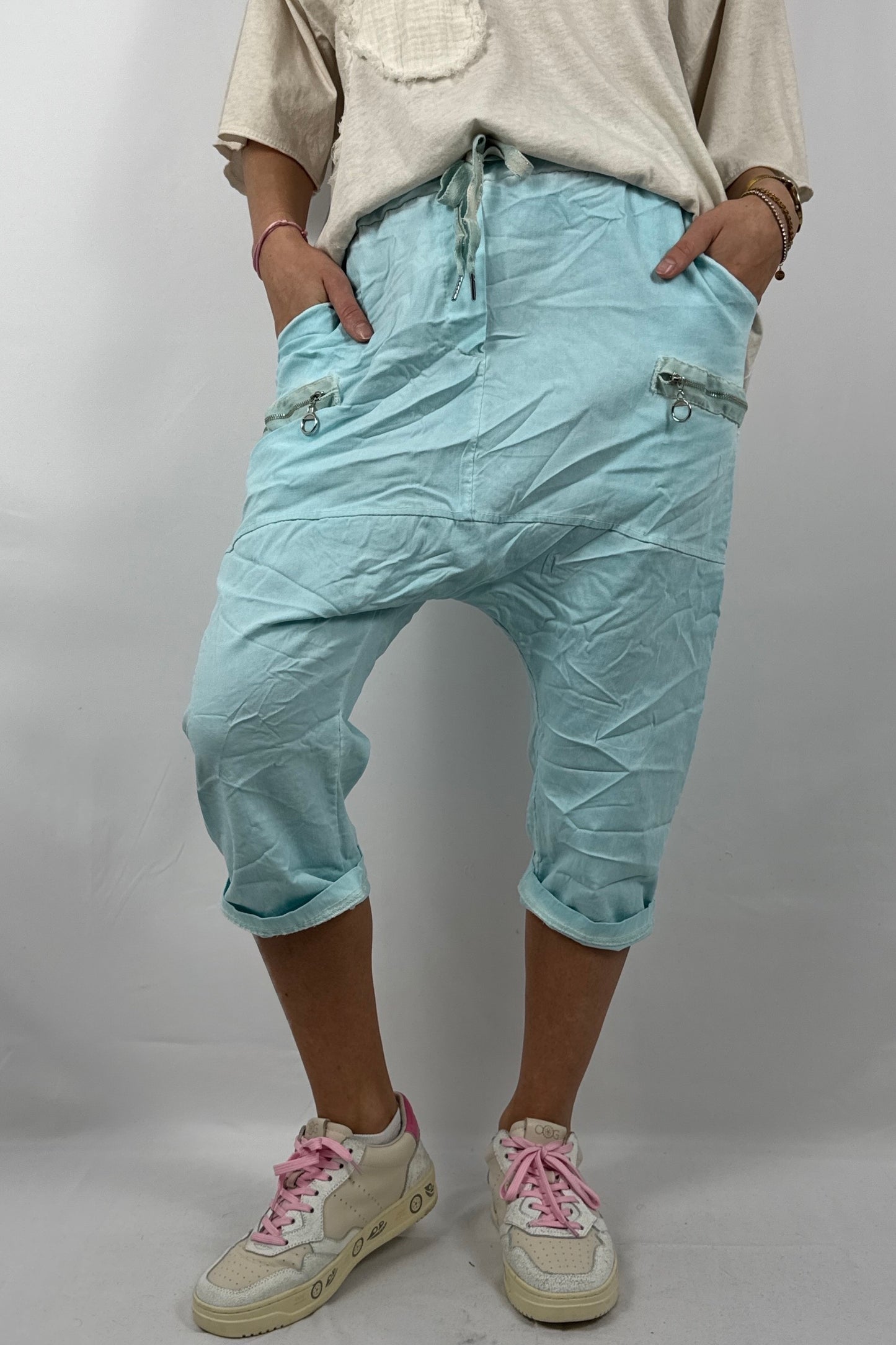 Damen Short mit Reißverschluss Details -Mint