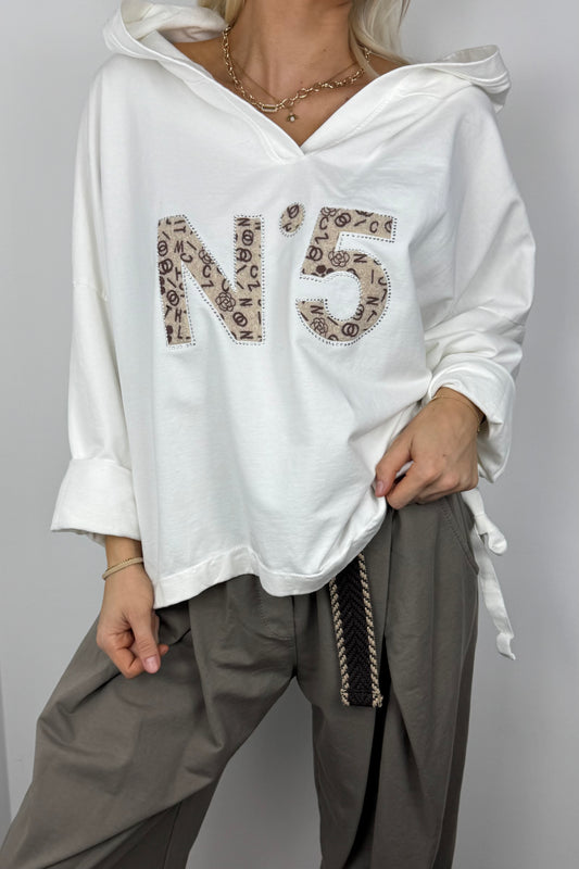 Hoodie mit Print-Detail und Bindeband-Weiß