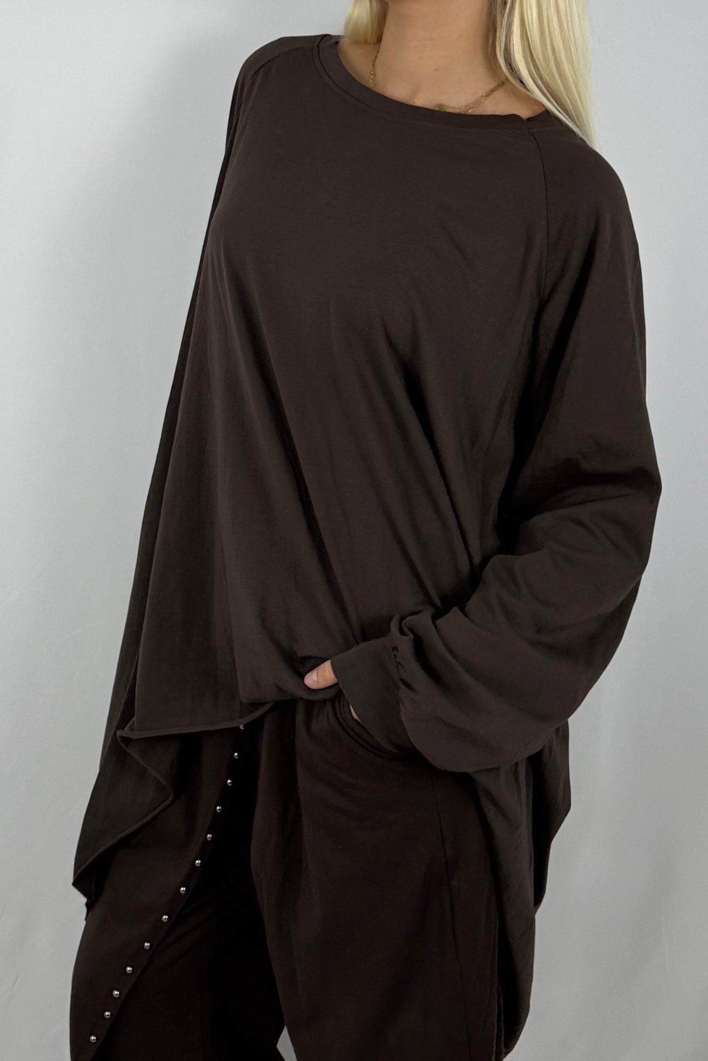 Oversize-Shirt „STYLE“ mit Leo-Print auf dem Rücken-Schoko