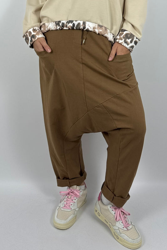 Lässige Baggy-Hose mit Taschen – Kamel