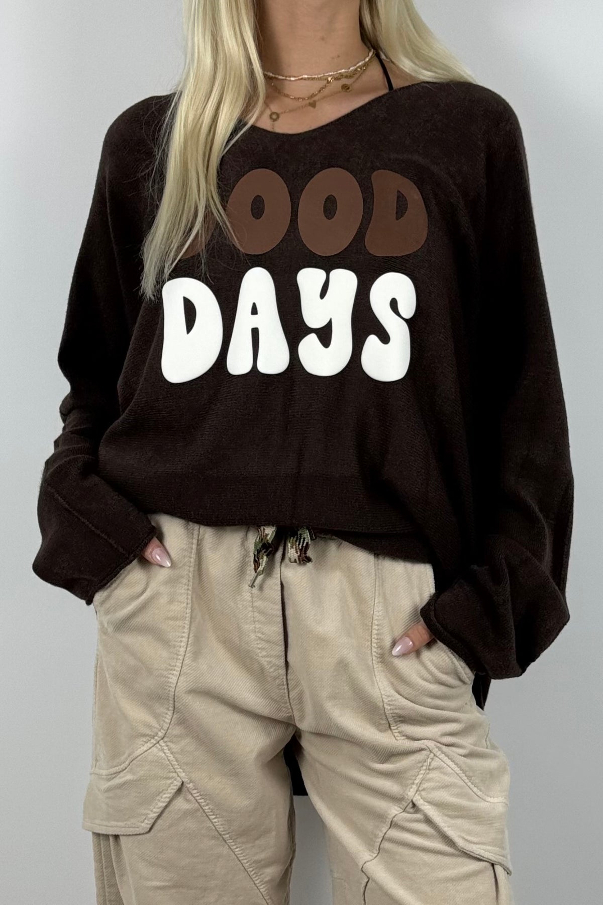 GOOD DAYS Shirt / Feinstrick-Pullover-Schoko