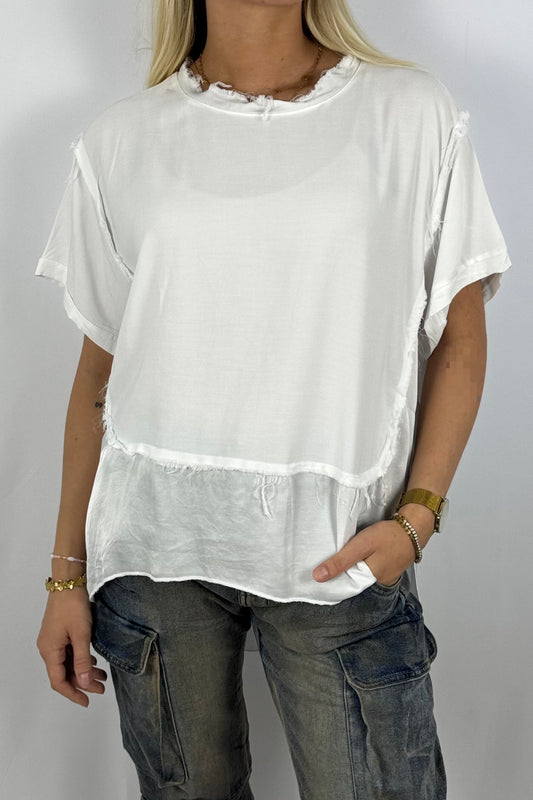 Damen Bluse mit Lagenlook –Weiß
