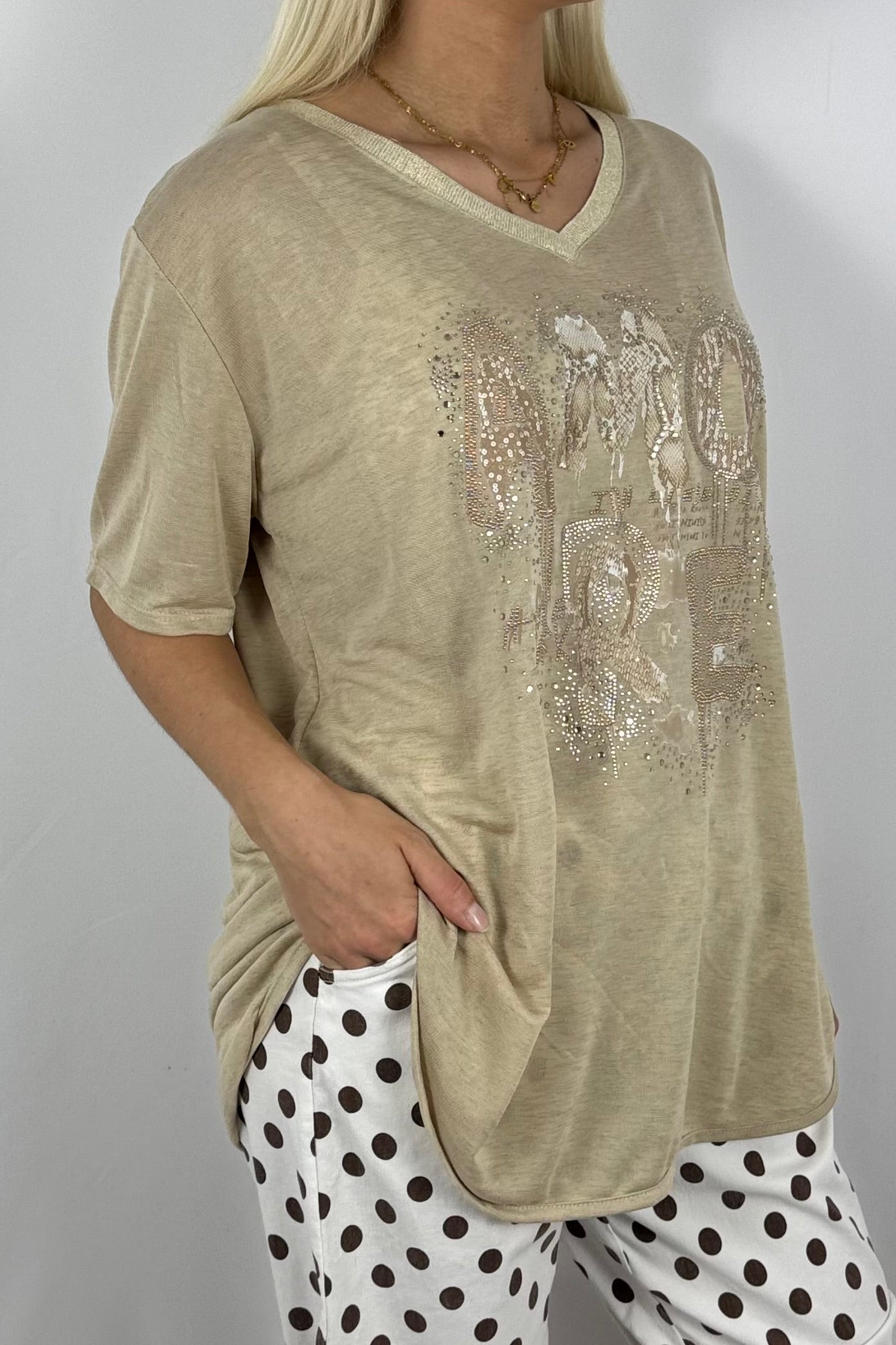 Shirt „AMORE“ mit Glitzer-Print-Safari